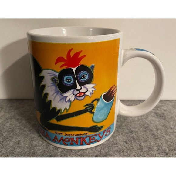 Vintage 1994 Buon Giorno Jesse Sweetwater Mocha Monkeys Mug #1296 - Picture 1 of 4